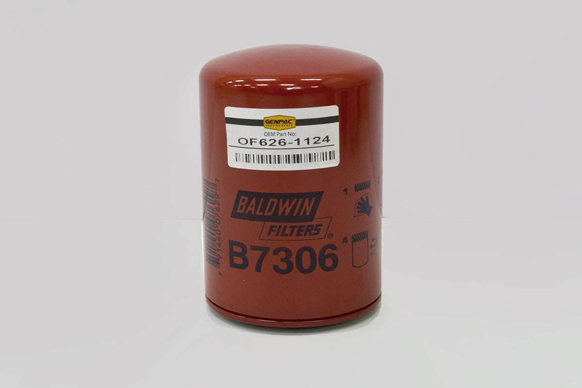 Genpac Genuine Part- Genpac Oil Filter of Part No. OF626-1124 Equivalent to Baldwin Filter No. B7306 is Compatible with Various Industrial Engine Models -Equivalent to/ Replaces Oil Filter Part No. RE519626
\n
\nApprox. Shipping Dimensions: Length(mm):95 -Width(mm): 95 -Height(mm):130 -Weight(Kg):0.5
\n- Always Use Genuine Part to Protect Your Engine
