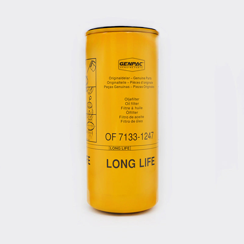 Genpac Genuine Part-Genpac Oil filter of Part No. OF7133-1247 is Compatible with industrial Engine Models ( Volvo Engines) -Approx. Shipping Dimensions: Length(mm): 100 -Width(mm): 100 -Height(mm): 260 -Weight(Kg): 1.24 Always Use Genuine Part to Protect your Engine